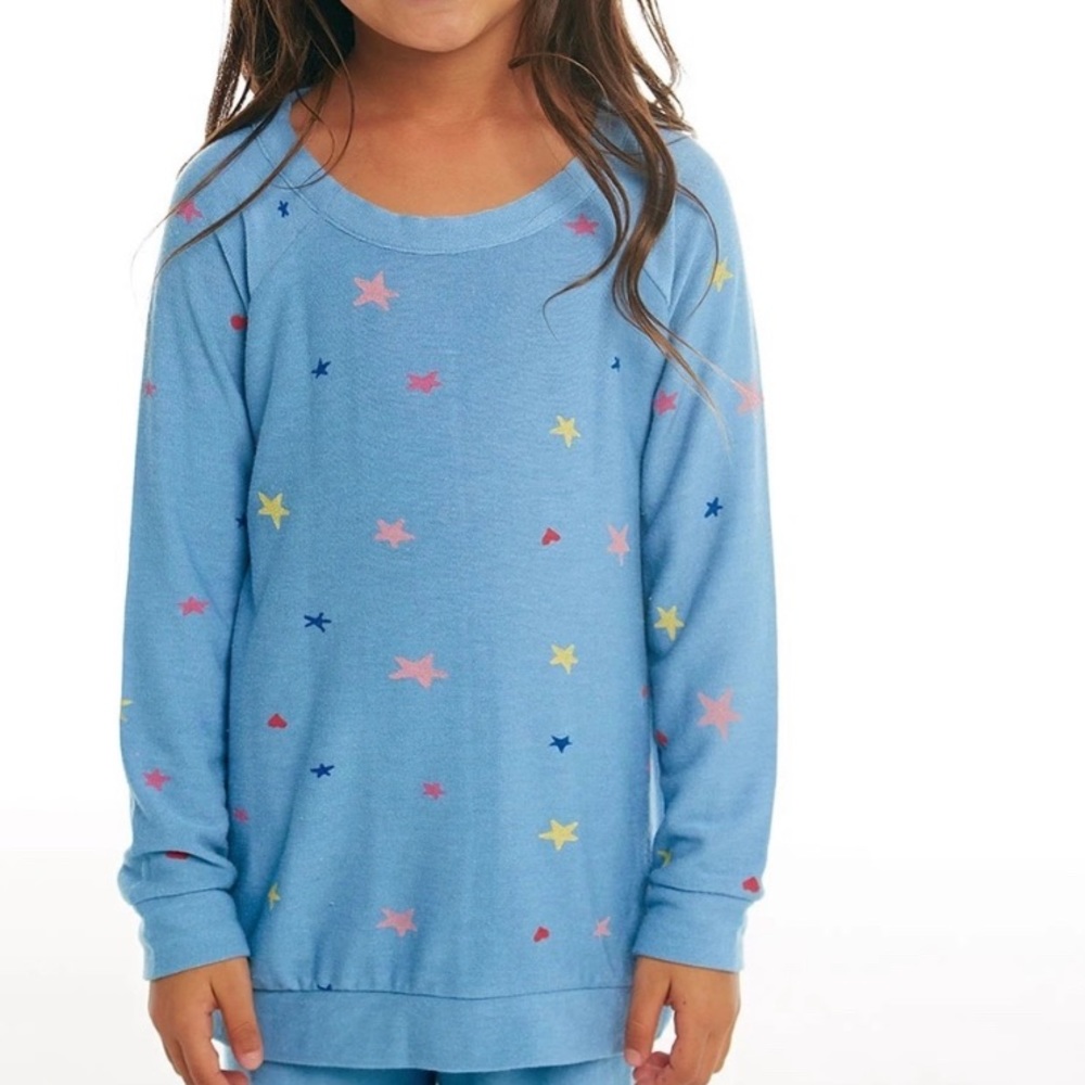 Chaser Raglan Pullover Hearts and Stars Blue
